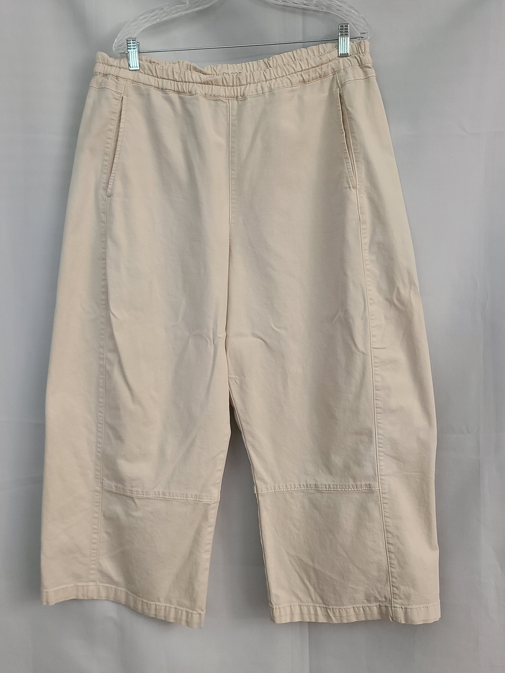 Pilcro Sz XL Cream Casual Relaxed Boho Pockets Pull On Cropped Barrel Leg Pants